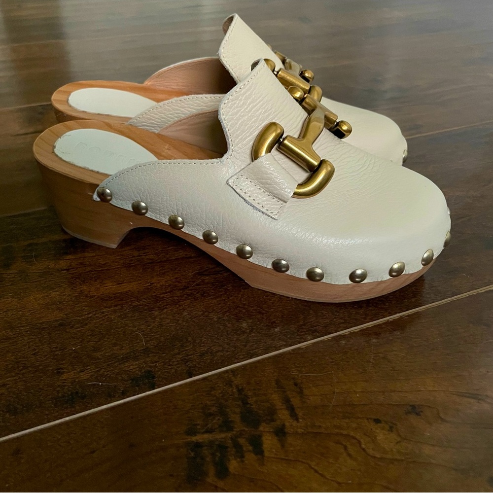 Boden Women's Ecru Snaffle Trim Heeled Clogs 37